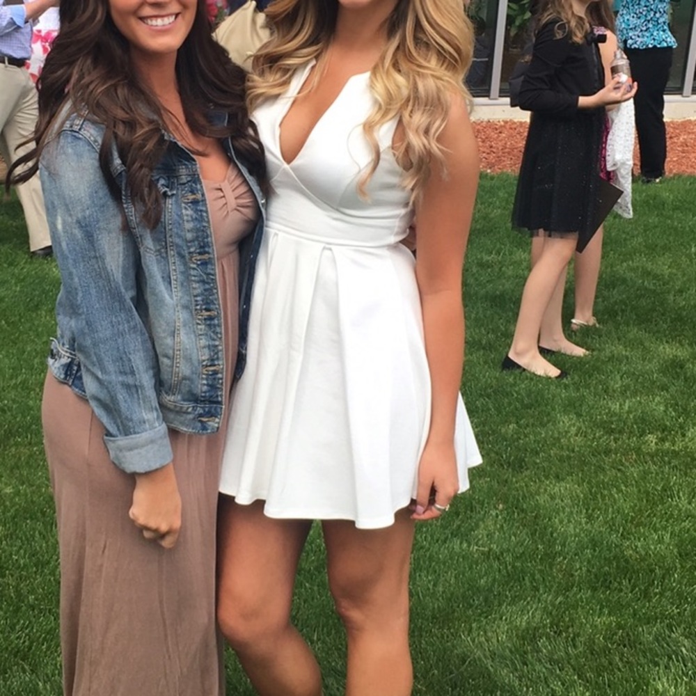 Low cut white dress